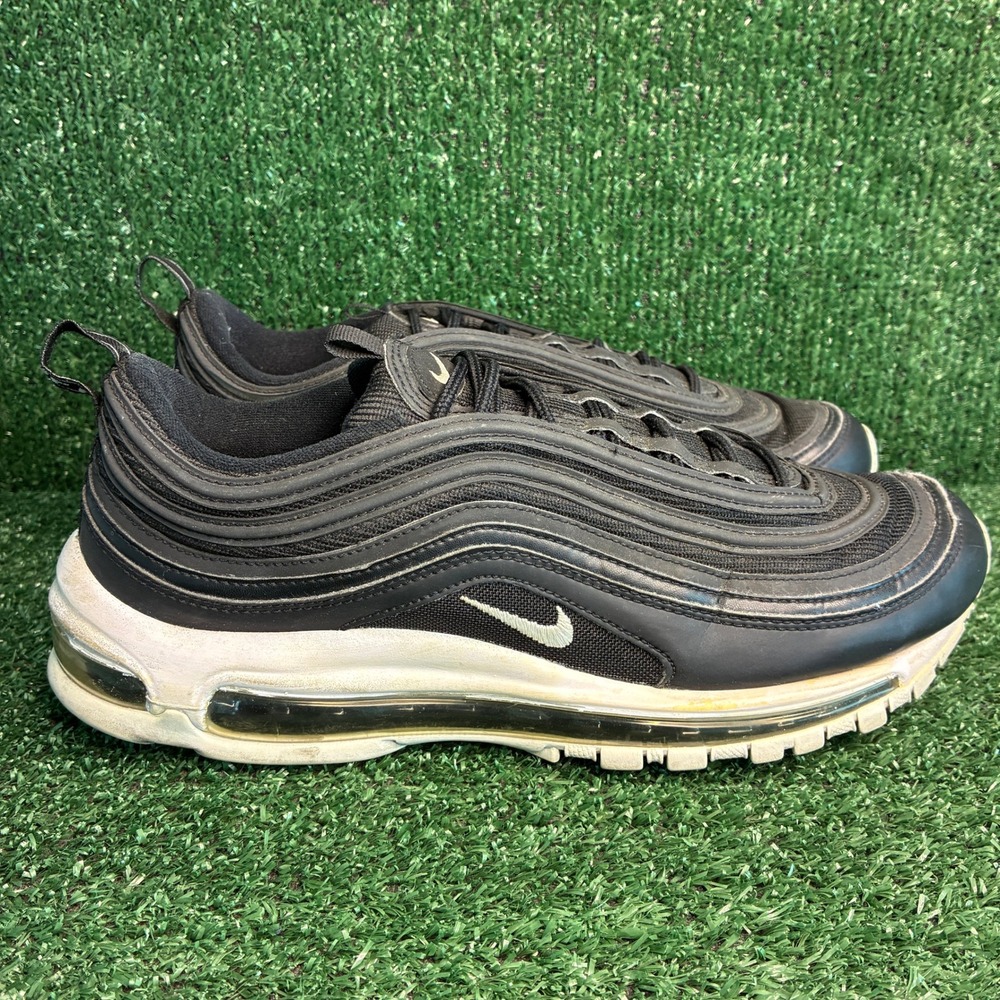 Nike Air Max 97 Low Top Mesh Leather Athletic Sneaker Black White Mens Size 10.5